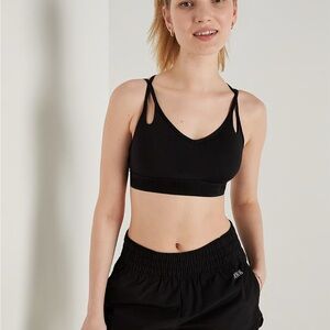 Lightly Used PINK Red Orange Ultimate Strappy Back Sports Bra Size L